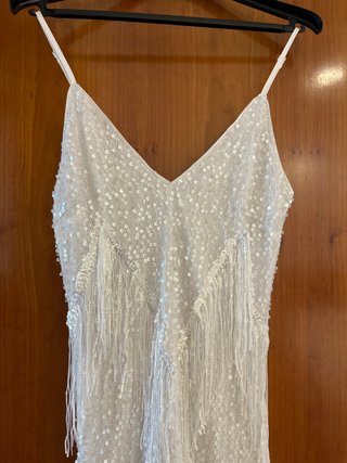 Vestido Gatsby Flecos Lentejuelas Plata