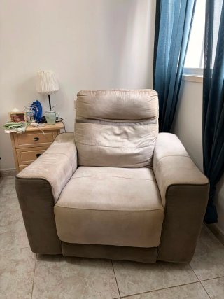Sillón relax eléctrico beige y marrón