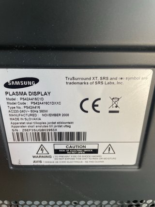 Samsung Plasma 42 PS42A416C1D para piezas