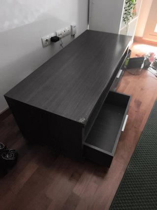 Mueble TV madera marrón y gris