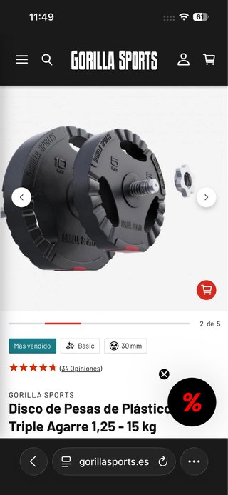 Set Discos Gorilla Sports 4x5 / 2x10 / 2x2,50