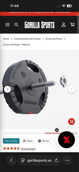 Set Discos Gorilla Sports 4x5 / 2x10 / 2x2,50