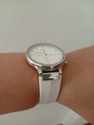 Reloj Calvin Klein Mujer Plata y Blanco