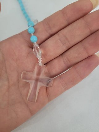 Rosario turchese e cristallo con croce