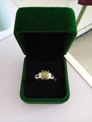Anillo de color Plata Turmalina Verde Talla 18,1mm