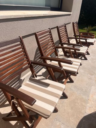 Conjunto 4 Sillas Plegables Madera y cojines