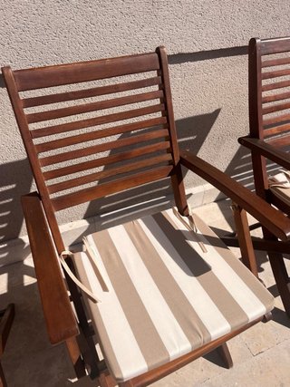 Conjunto 4 Sillas Plegables Madera y cojines