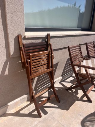 Conjunto 4 Sillas Plegables Madera y cojines