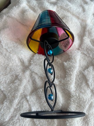 Lámpara de vela pantalla cristal plomo