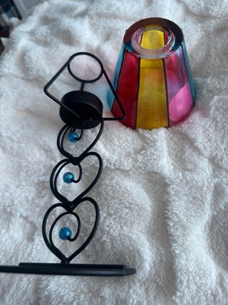 Lámpara de vela pantalla cristal plomo
