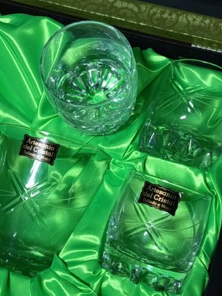 Set Vasos y cubitera Cristal Tallado Diseño Estrel
