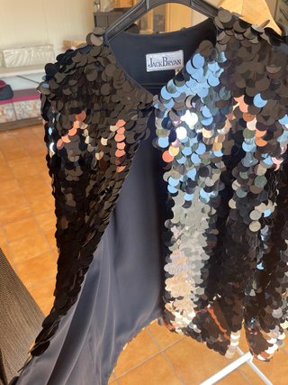 Chaqueta lentejuelas negra y plateada