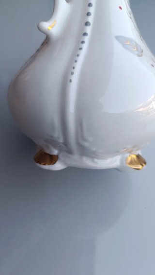 Jarrón de cerámica blanco y dorado de 33 cm