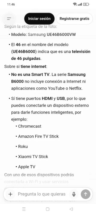 Televisor Samsung HDMI y USB