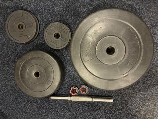 Pesas y barra para entrenamiento en casa