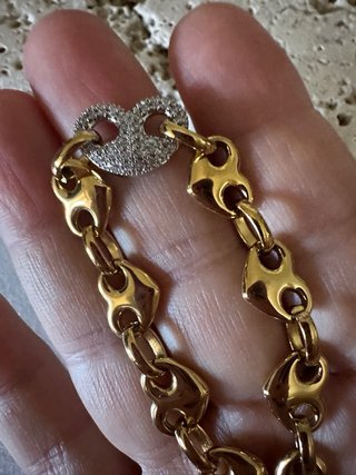 Bracciale Cuori oro con Cuore argento Pavé