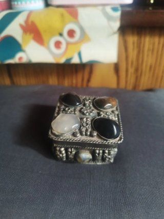 Mini Joyero Antiguo Plata Piedras