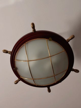 Lámpara con forma de Timón de Barco, Madera y Meta
