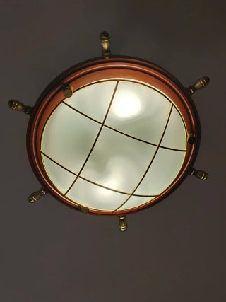 Lámpara con forma de Timón de Barco, Madera y Meta