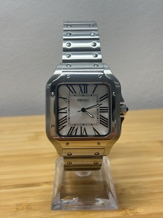 Reloj Seiko Mod Santos Plata y Negro