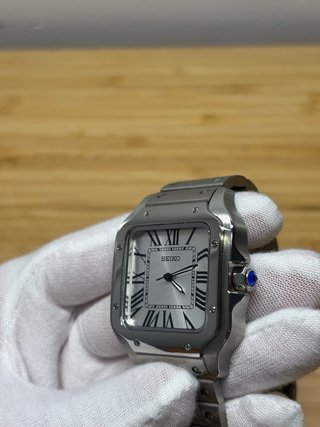 Reloj Seiko Mod Santos Plata y Negro
