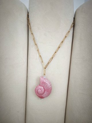 Colgante Caracol Cerámica y Cadena Acero