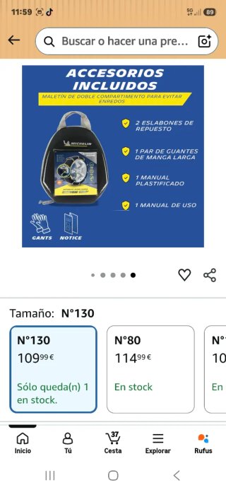 Cadenas Nieve Michelin Extrem Grip 90