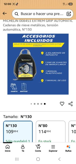 Cadenas Nieve Michelin Extrem Grip 90