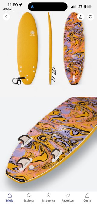 Tabla Surf Espuma 6' 40L Niños. Con solo dos usos.