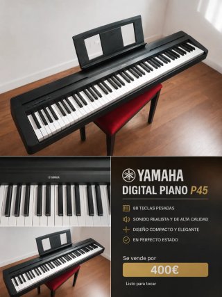 Piano Digital Yamaha P45  Solo venta en persona.