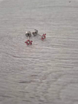 Orecchini a fiori rosa e argento