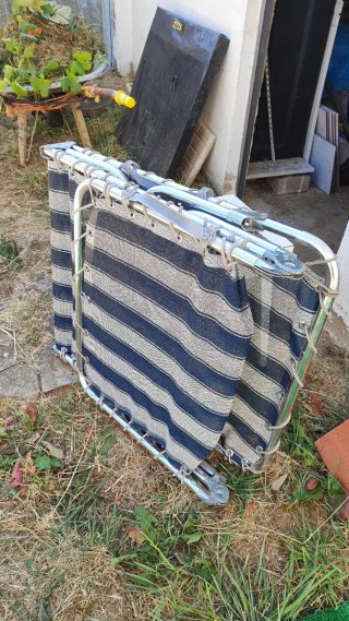 Tumbona hamaca rayas azul y gris