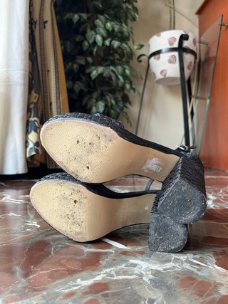 Tacones negros plataforma 10 cm talla 38
