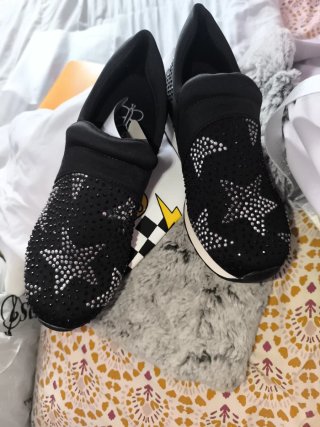 Zapatillas niña negras con estrellas plateadas T35
