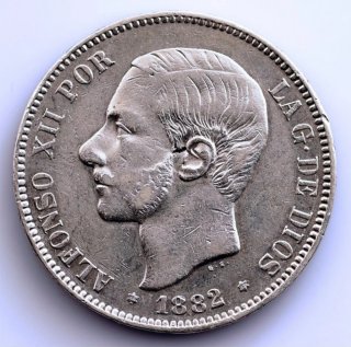 5 Pesetas Alfonso XII 1882