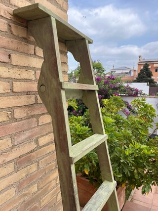 Escalera Decorativa Vintage Madera Verde