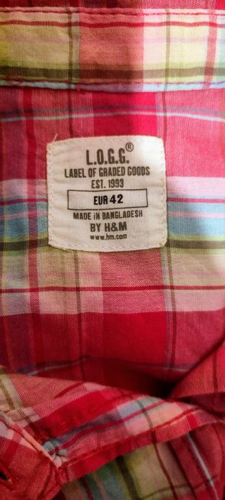 Camisa a cuadros rosa manga corta