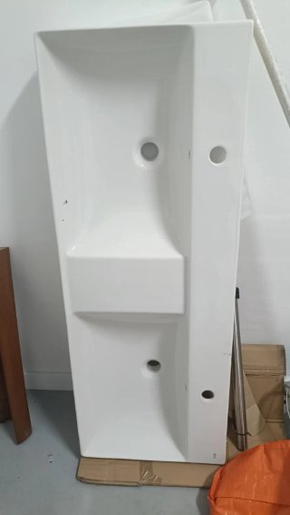 Lavabo doble de cerámica blanco