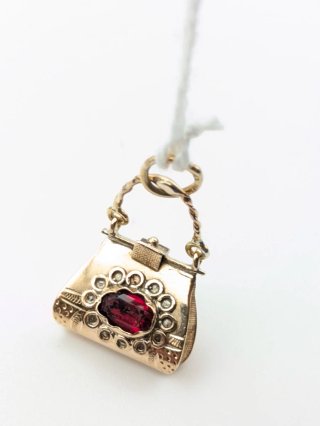Colgante Oro 18k Vintage con Piedra Roja