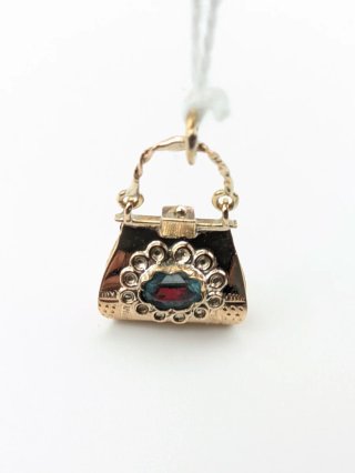 Colgante Oro 18k Vintage con Piedra Roja
