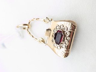 Colgante Oro 18k Vintage con Piedra Roja