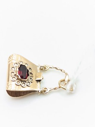 Colgante Oro 18k Vintage con Piedra Roja