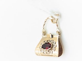Colgante Oro 18k Vintage con Piedra Roja