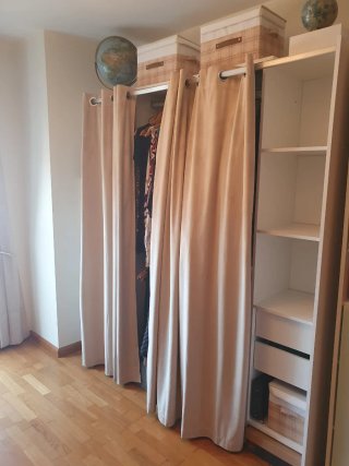Vestidor abierto blanco con 4 cajones y cortina