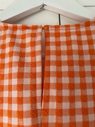 Vestido cuadros naranja Mango