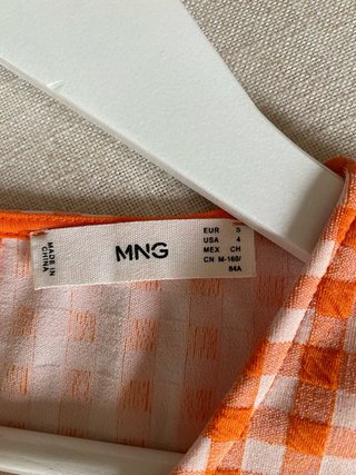 Vestido cuadros naranja Mango
