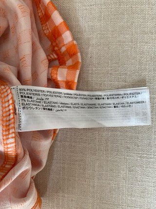 Vestido cuadros naranja Mango
