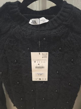 Conjunto Zara punto negro abalorios