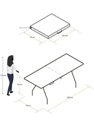 Gardiun Mesa Plegable 240x74x74 cm