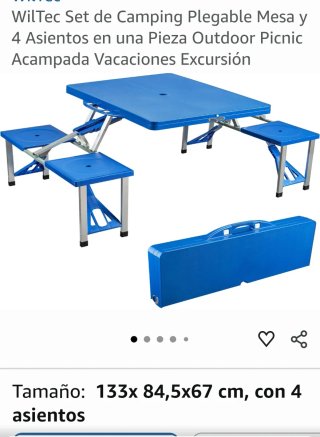 Mesa de camping plegable azul